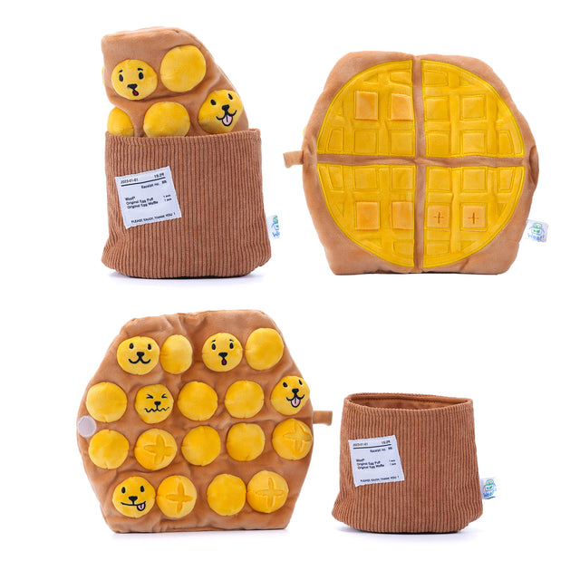 Woof² | 雞蛋仔 格仔餅二合一藏食寵物毛絨玩具
