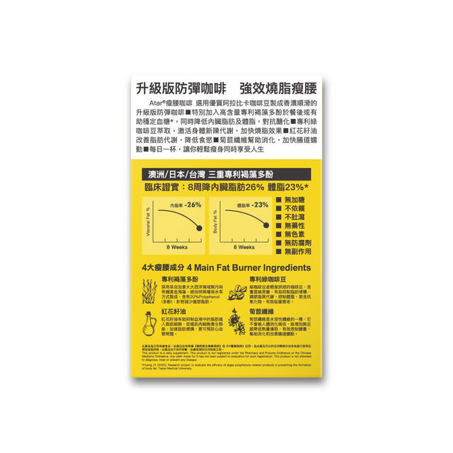Atar - 瘦腰咖啡 x 3盒 | 防彈咖啡 | 綠咖啡豆 | 台灣製造 (此日期前最佳:2026年03月20日)